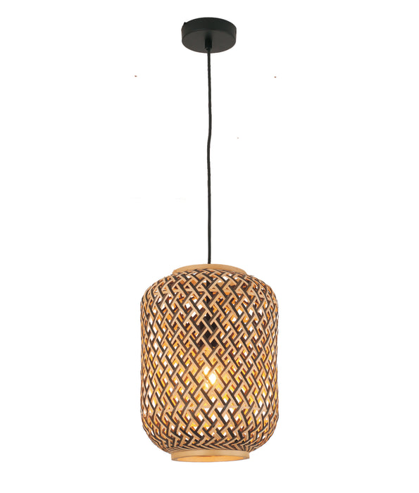 CESTA Interior Cylinder Brown/Natural Bamboo Cage Pendant Light