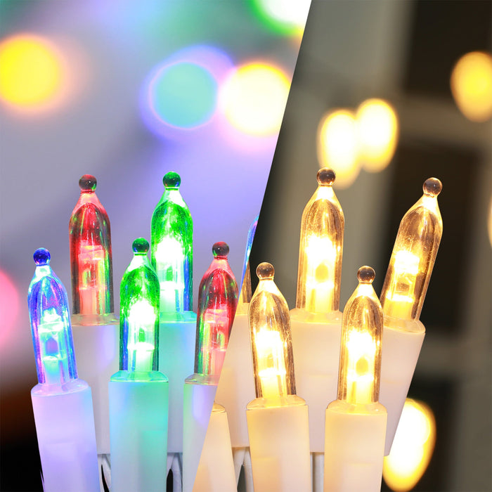 300 Mini Dual Colour LED Connectable Traditional String Lights - 2 Cable Colour Options