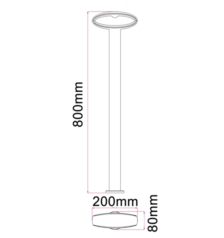 Horus LED Surface Mounted Open Oval Bollard Light IP54 H800mm
