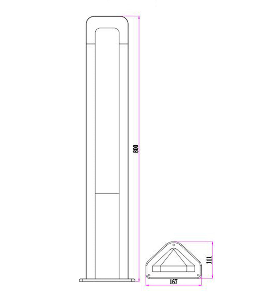 Hathor LED Surface Mounted Dark Grey Bollard Light IP54 H800mm