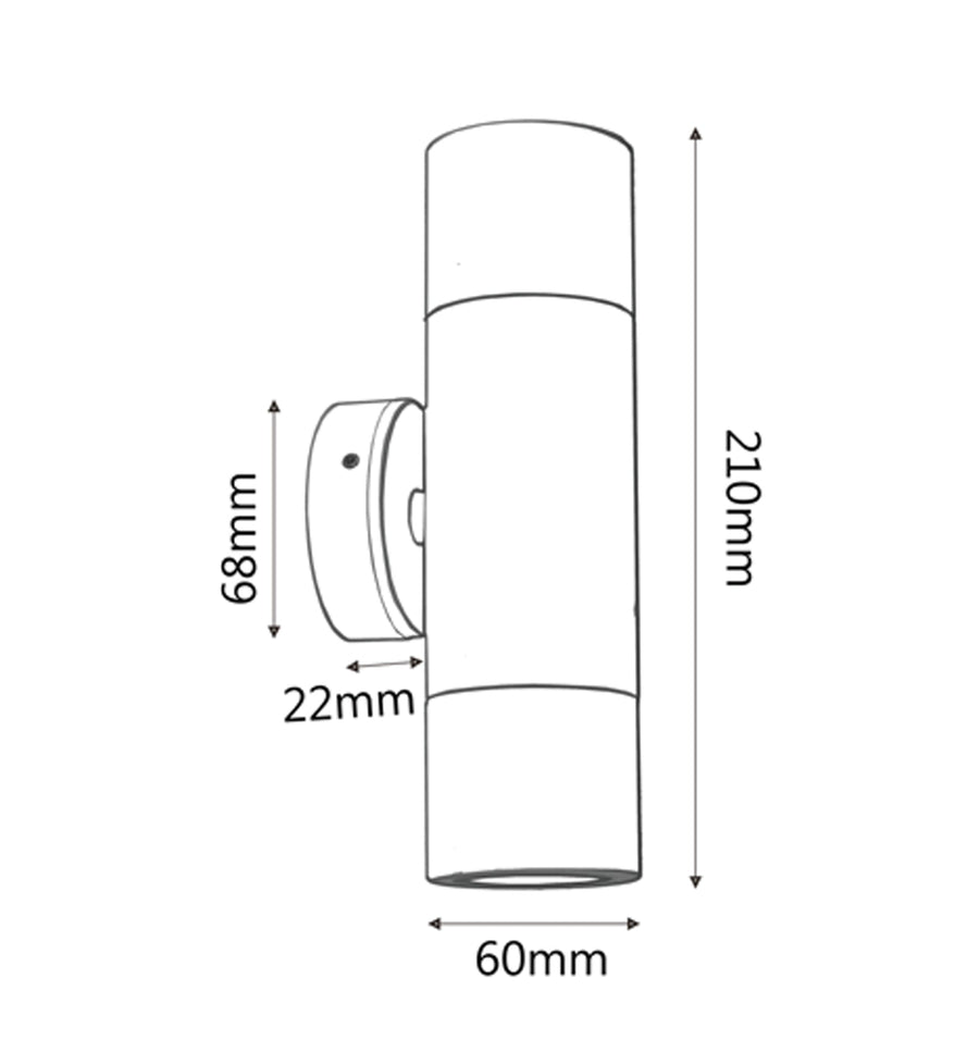 MR16 Exterior Wall Pillar Up/Down Spot Light (Black Aluminium) IP65
