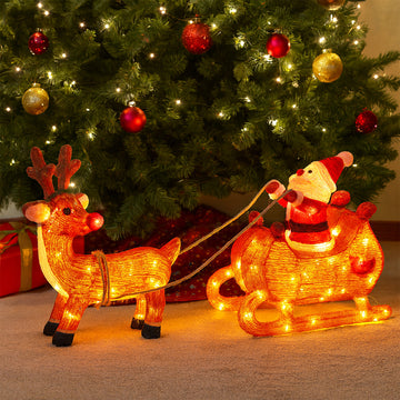 Acrylic Santa Sleigh with Reindeer
