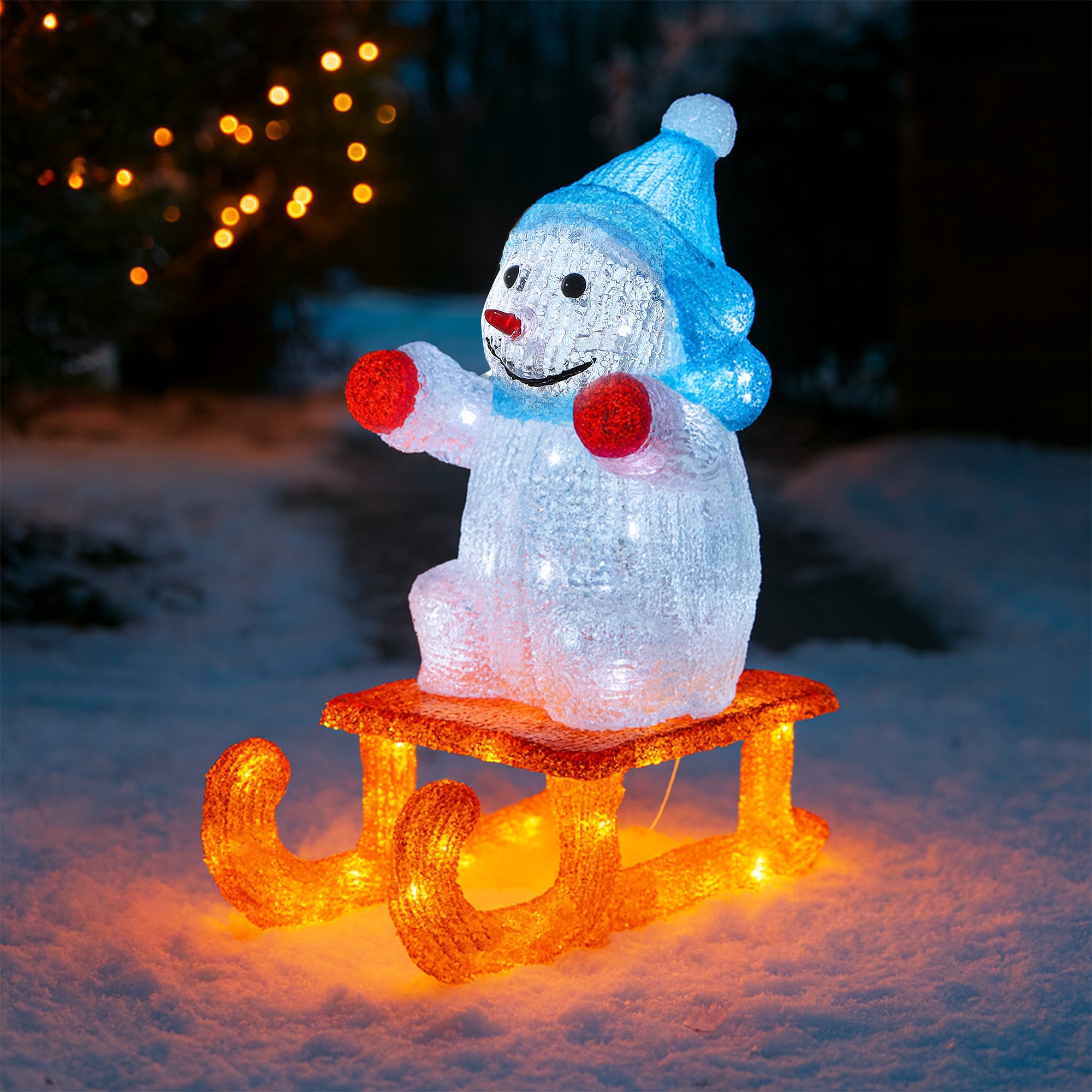 Acrylic Snowman On Sleigh