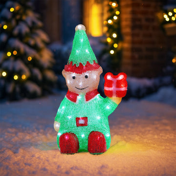 Acrylic Christmas Elf with Giftbox