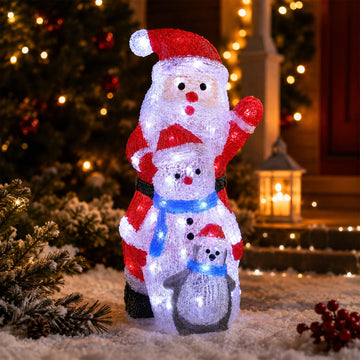 Acrylic Santa Penguin And Snowman Stacked