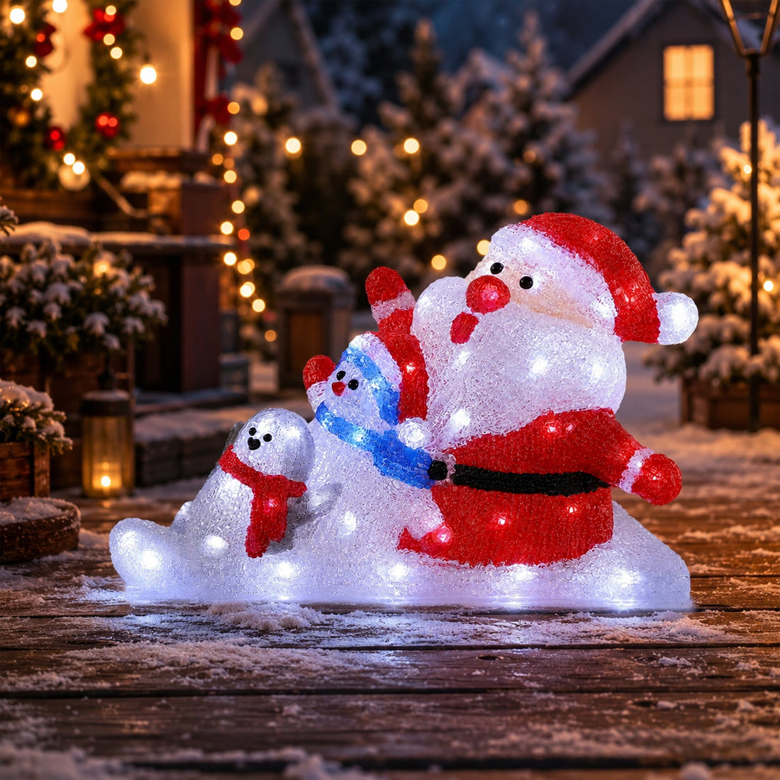 Acrylic Santa Penguin And Snowman