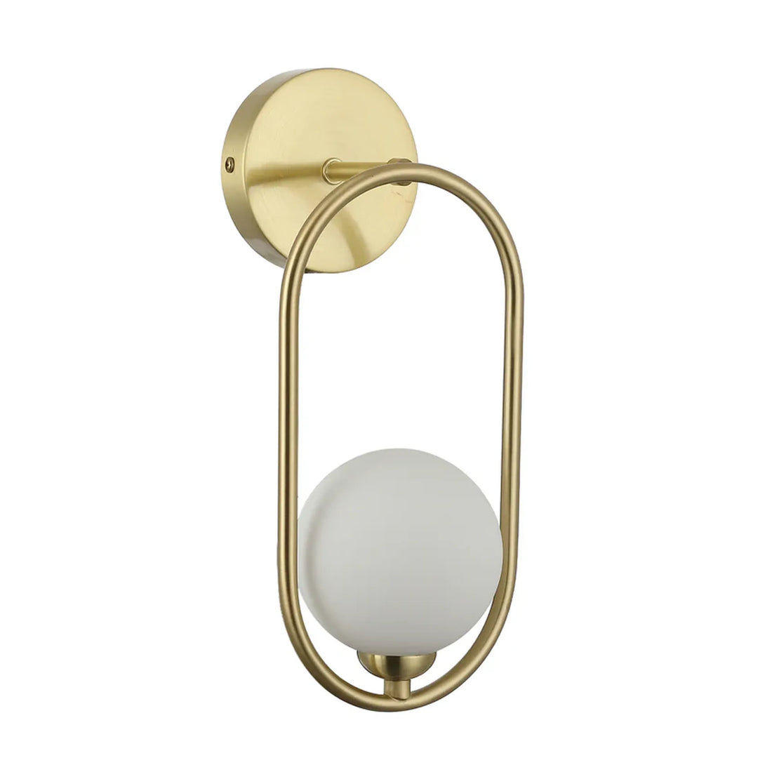 Aro Interior Round Wall Light Opal Glass with Satin Gold Frame