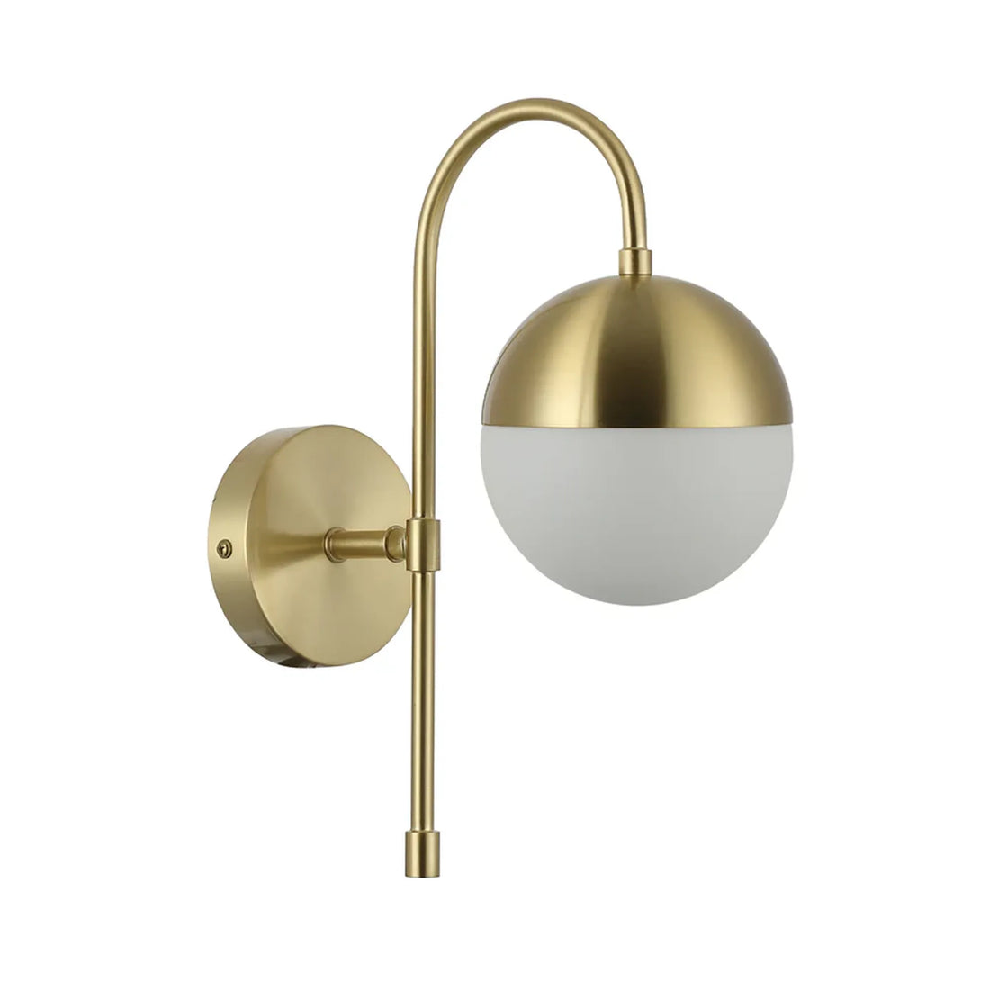 Aro Interior Round Wall Light Opal Glass with Satin Gold Bracket