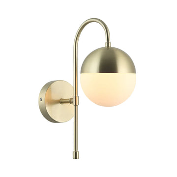 Aro Interior Round Wall Light Opal Glass with Satin Gold Bracket