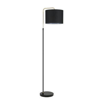 Arriba Drum Shade with Marble Base Height Adjustable Floor Lamp Black