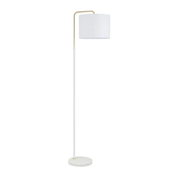 Arriba Drum Shade with Marble Base Height Adjustable Floor Lamp White