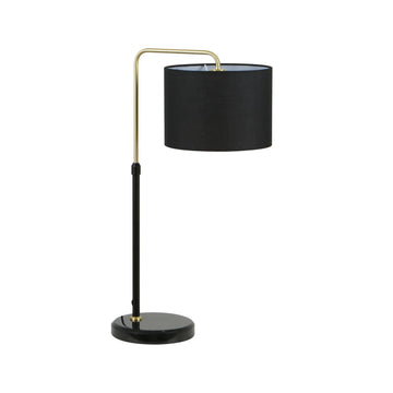 Arriba Drum Shade with Marble Base Height Adjustable Table Lamp Black