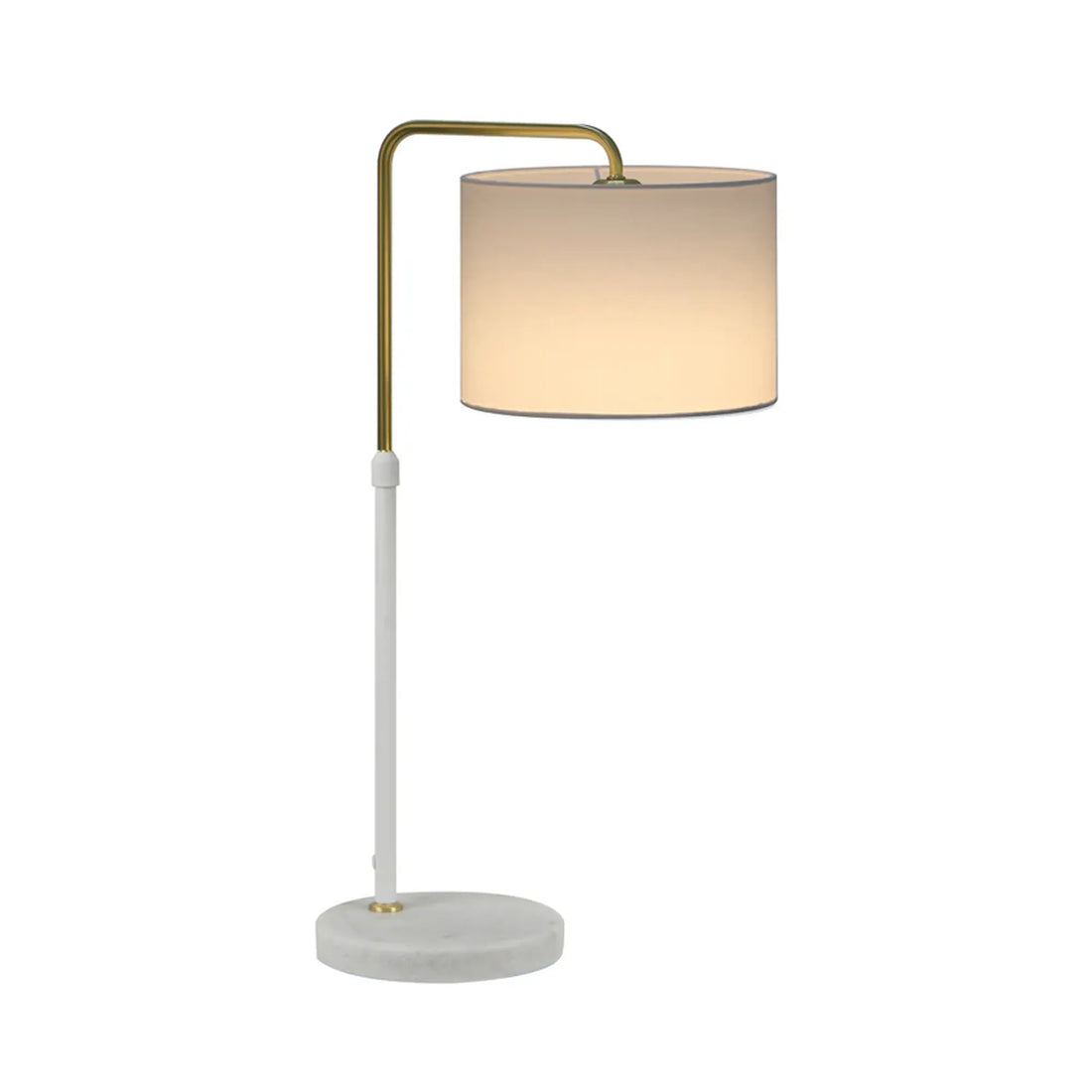 Arriba Drum Shade with Marble Base Height Adjustable Table Lamp White