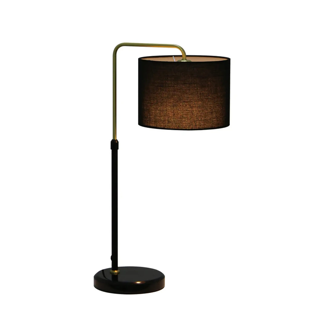 Arriba Drum Shade with Marble Base Height Adjustable Table Lamp Black