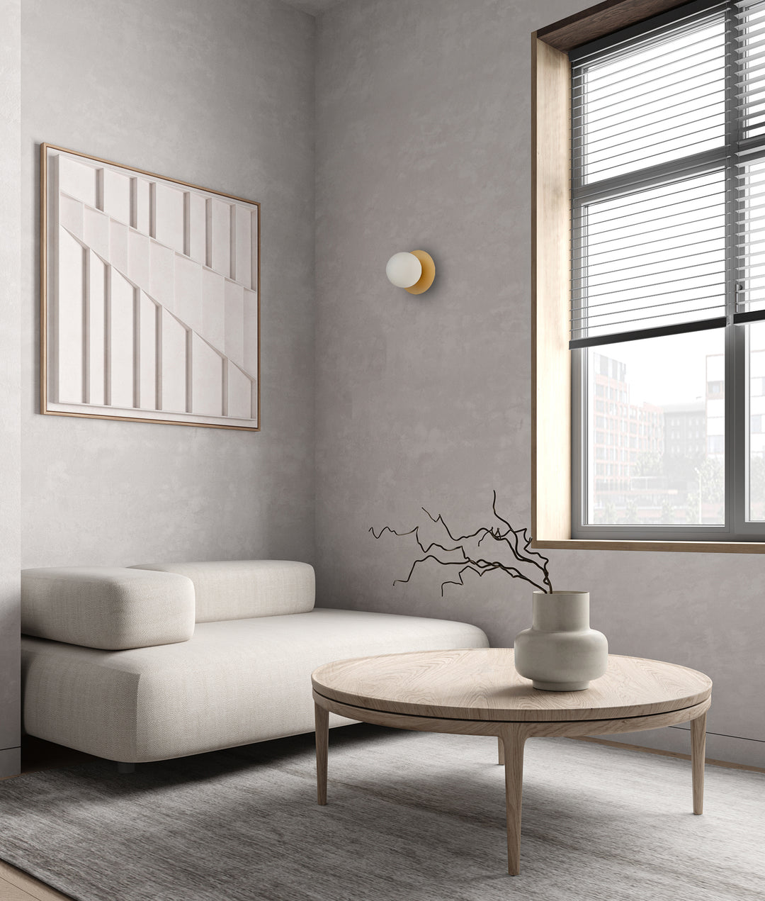 Balle Interior Round Opal Diffuser with Round Base Wall Light Gold