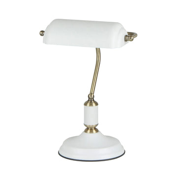 Banca Interior Banker Table Lamp with Cylindrical Shade Matte White