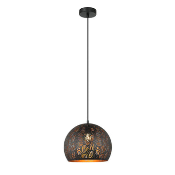Botanica Bohemian Embossed Dome Shape Pendant Light Black