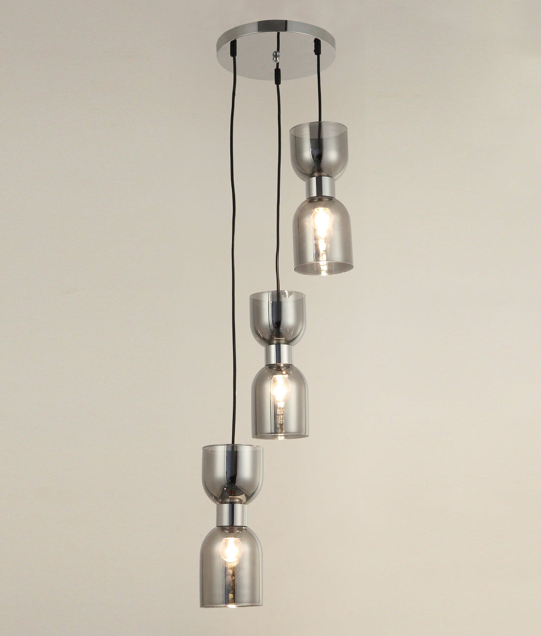 Clessidra Multiple Round Base Pendant Light Smokey Black