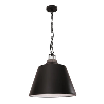 Cloche Interior Bell Shape Metal Pendant Light with Black Shade and Grey Travertine Highlight