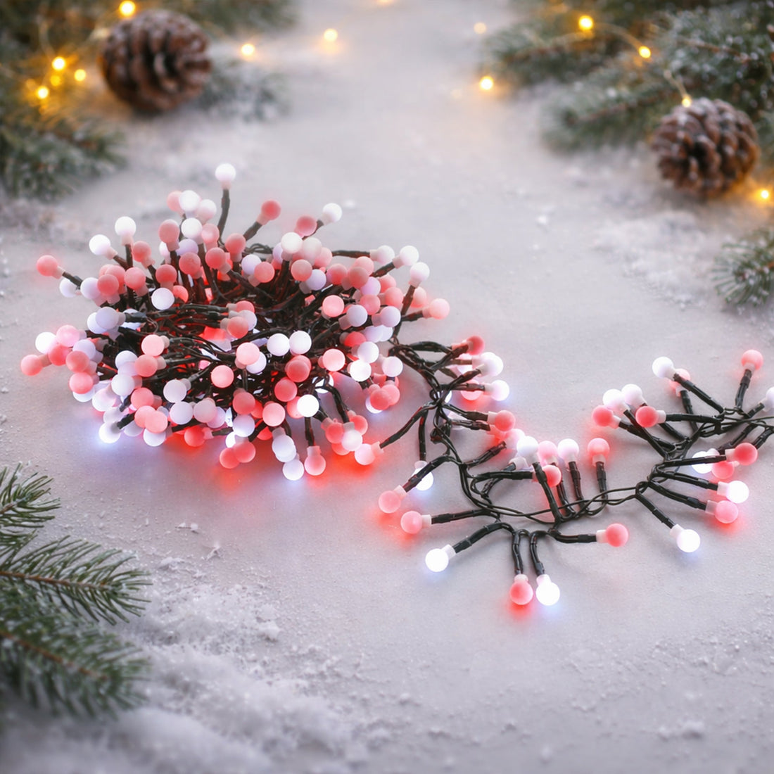 300 LED Connectable Cluster String Light  with Cherry Balls