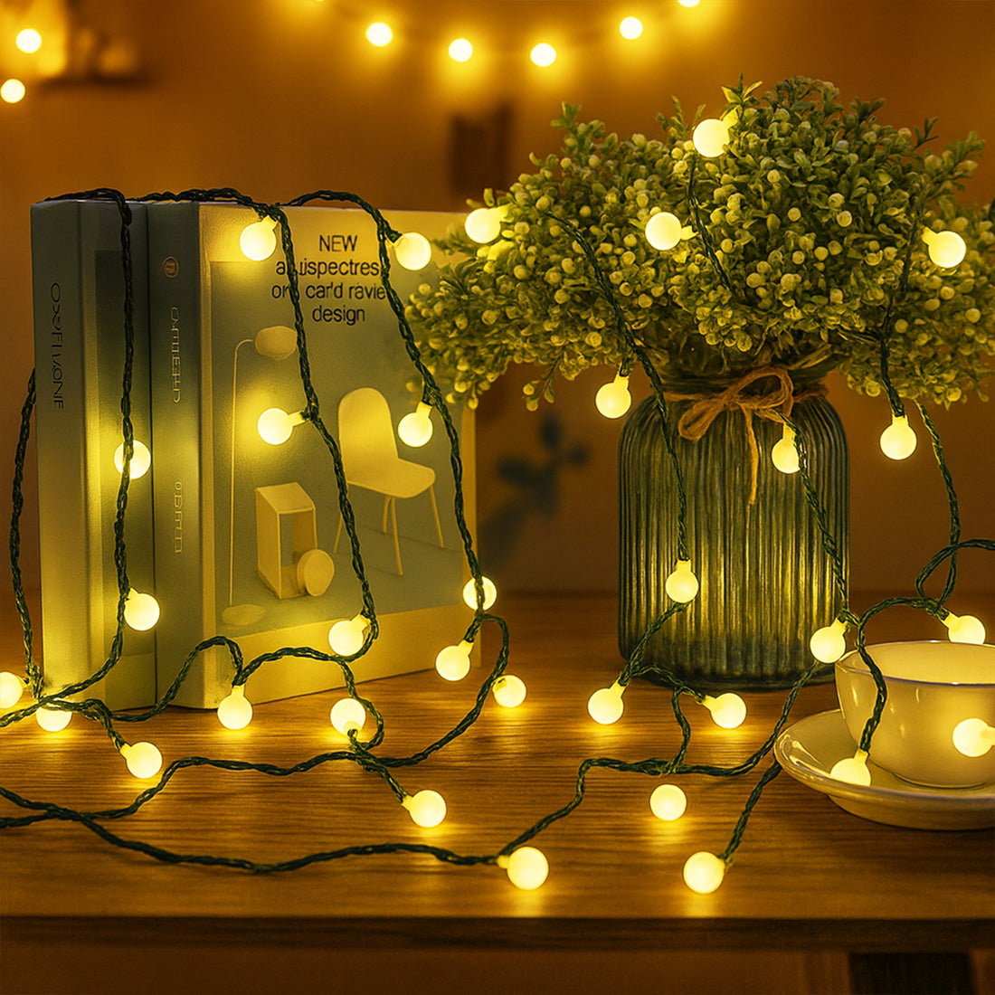 300 LED Connectable Cluster String Light  with Cherry Balls