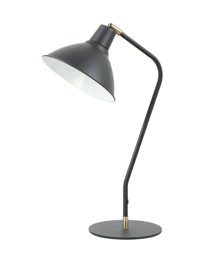 Collo Cone Shade Table Lamp with Antique Brass Highlight and Matte Black