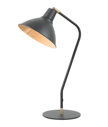 Collo Cone Shade Table Lamp with Antique Brass Highlight and Matte Black