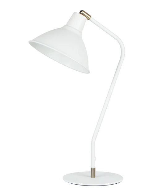 Collo Cone Shade Table Lamp with Antique Brass Highlight and Matte White
