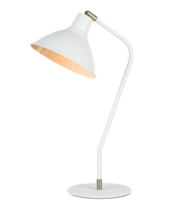 Collo Cone Shade Table Lamp with Antique Brass Highlight and Matte White