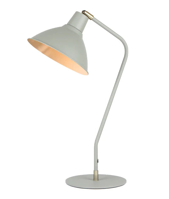 Collo Cone Shade Table Lamp with Antique Brass Highlight and Sand Grey