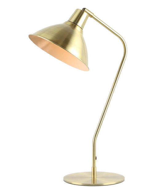 Collo Cone Shade Table Lamp with Antique Brass Highlight and Antique Brass