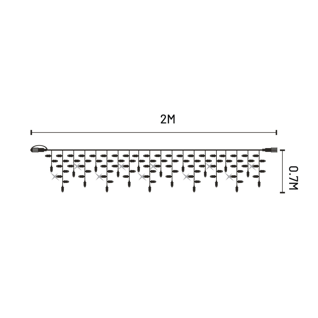 Commercial 2x0.7M Connectable LED Icicle Light - Warm White + Flashing White - White Rubber Cable
