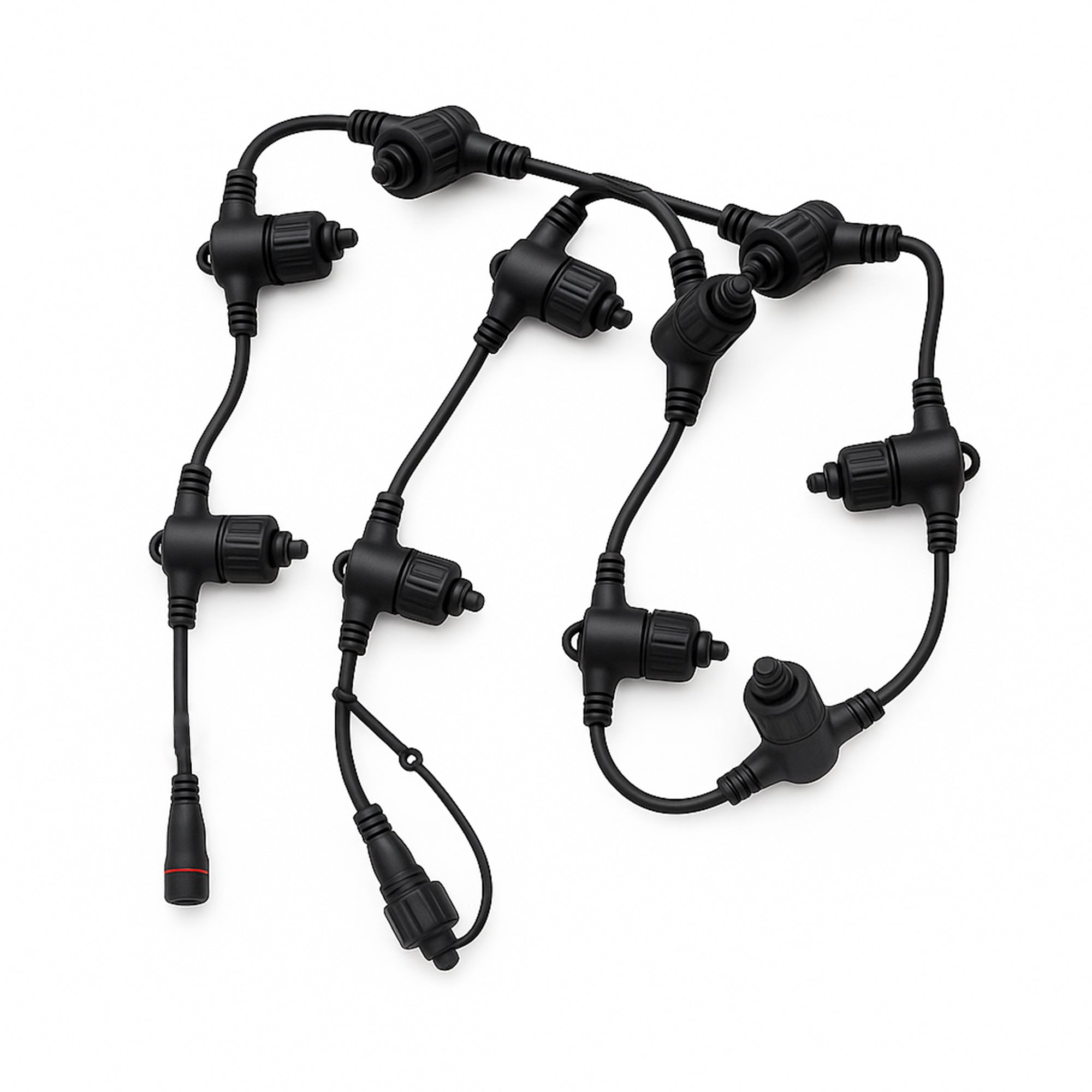 Commercial 1M Connectable Curtain Light Main Cable - 10 Outputs - Black Rubber