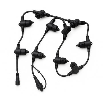 Commercial 1M Connectable Curtain Light Main Cable - 10 Outputs - Black Rubber