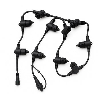 Commercial 1M Connectable Curtain Light Main Cable - 10 Outputs - Black Rubber