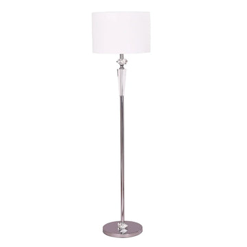 Cristallo Interior Drum Shade Floor Lamp with Chrome Rod and Crystal Highlight