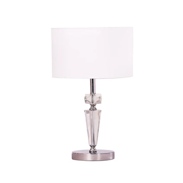 Cristallo Interior Drum Shade Table Lamp with Chrome Rod and Crystal Highlight