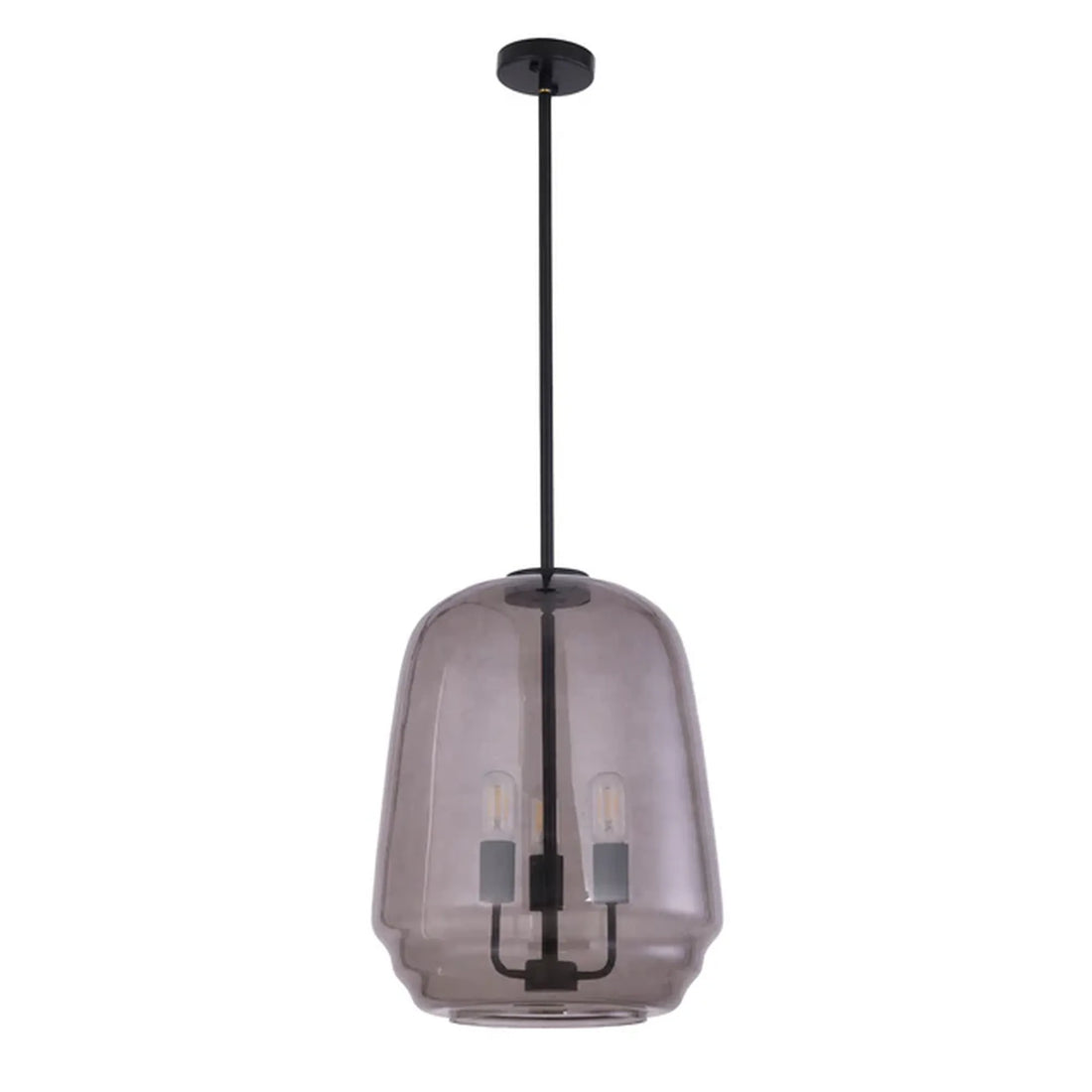 Cuad Interior Round Pyramid Glass Shade Pendant Light Smokey Black