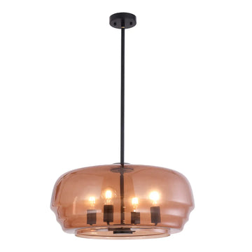 Cuad Interior Flat Top Dome Glass Shade Pendant Light Amber