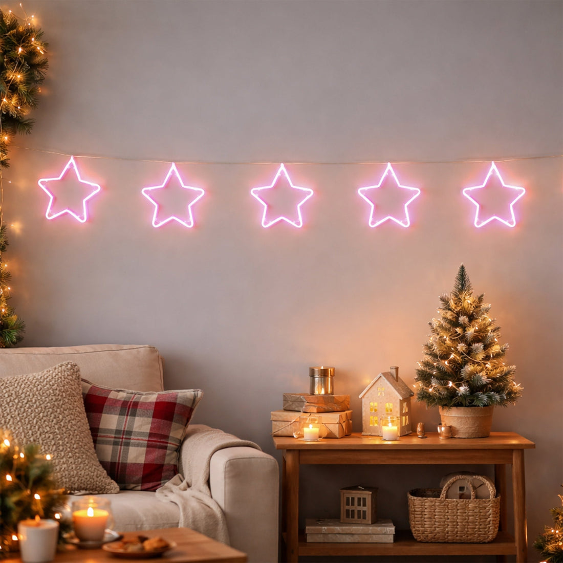 Set of 5 Neon Star