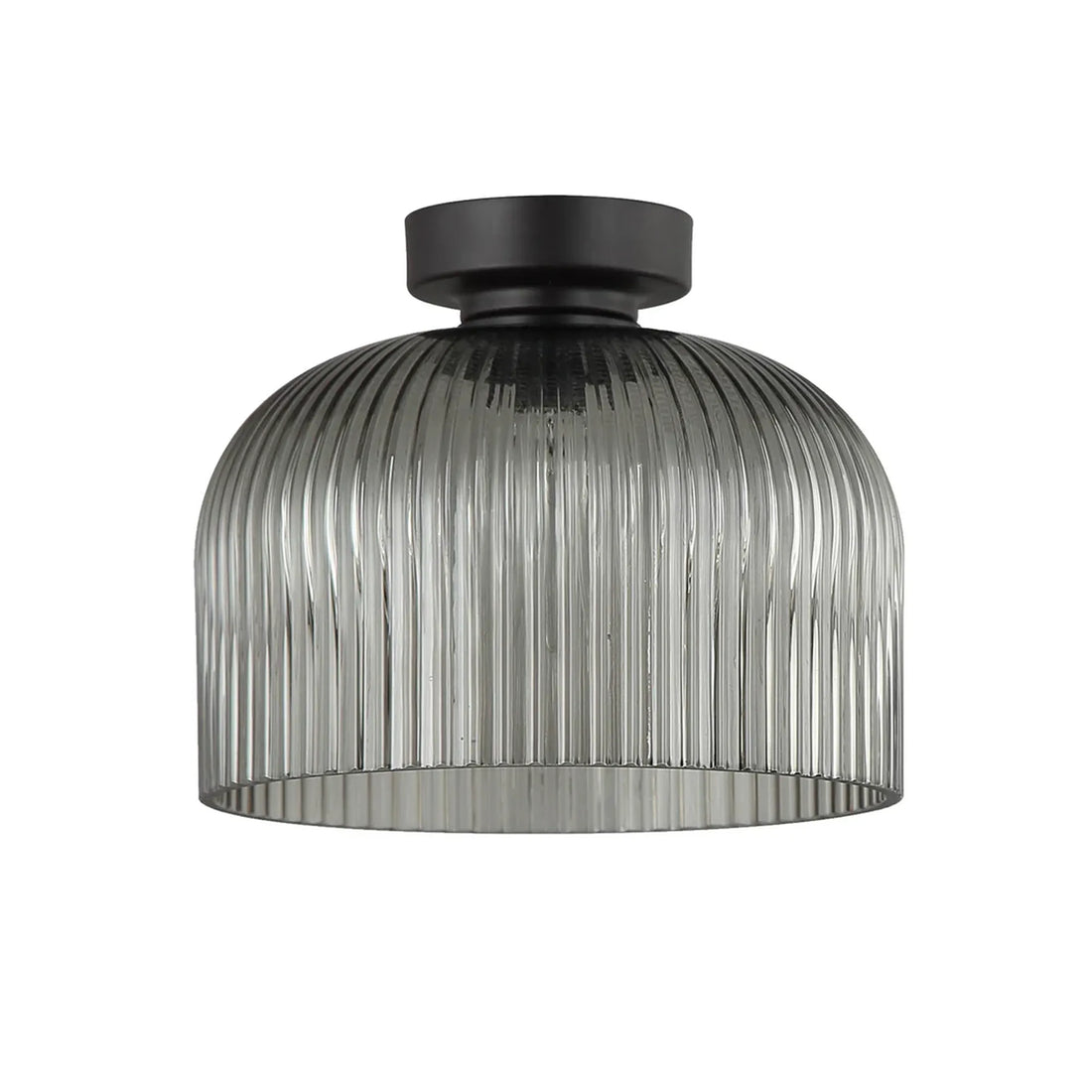 Diyvintaj DIY Dome Ribbed Glass Batten Fix Ceiling Light Smokey Black