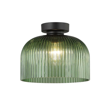 Diyvintaj DIY Dome Ribbed Glass Batten Fix Ceiling Light Green