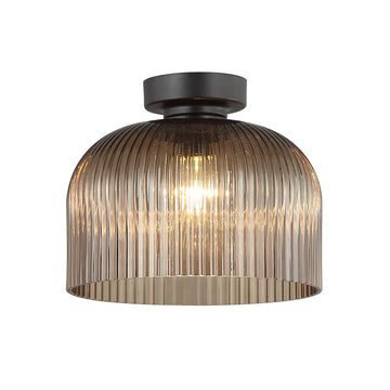 Diyvintaj DIY Dome Ribbed Glass Batten Fix Ceiling Light Amber