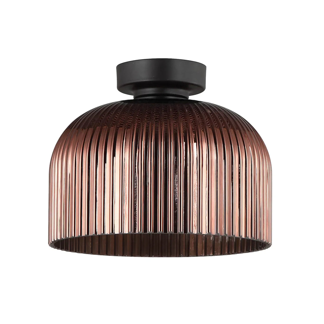 Diyvintaj DIY Dome Ribbed Glass Batten Fix Ceiling Light Copper