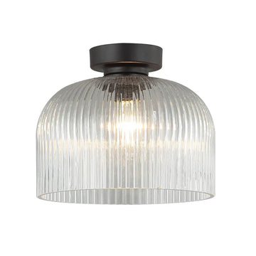 Diyvintaj DIY Dome Ribbed Glass Batten Fix Ceiling Light Clear