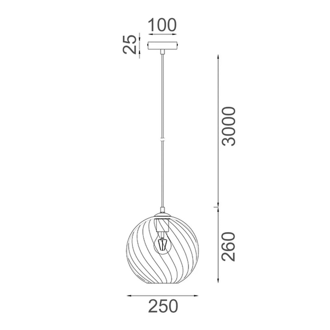 Espiral Interior Wine Glass Shade Wavy Finish Round Pendant Light Smokey Black