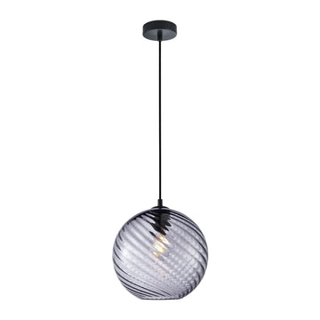 Espiral Interior Wine Glass Shade Wavy Finish Round Pendant Light Smokey Black