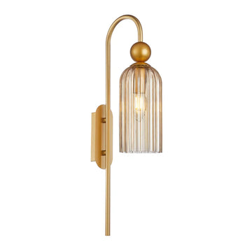 Flauta Interior Round Top Cylinder Ribbed Wall Light Amber