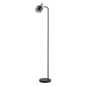 Flotar Interior Cylinder Iron Shade Floor Lamp with Antique Brass Highlight Black