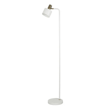 Flotar Interior Cylinder Iron Shade Floor Lamp with Antique Brass Highlight White